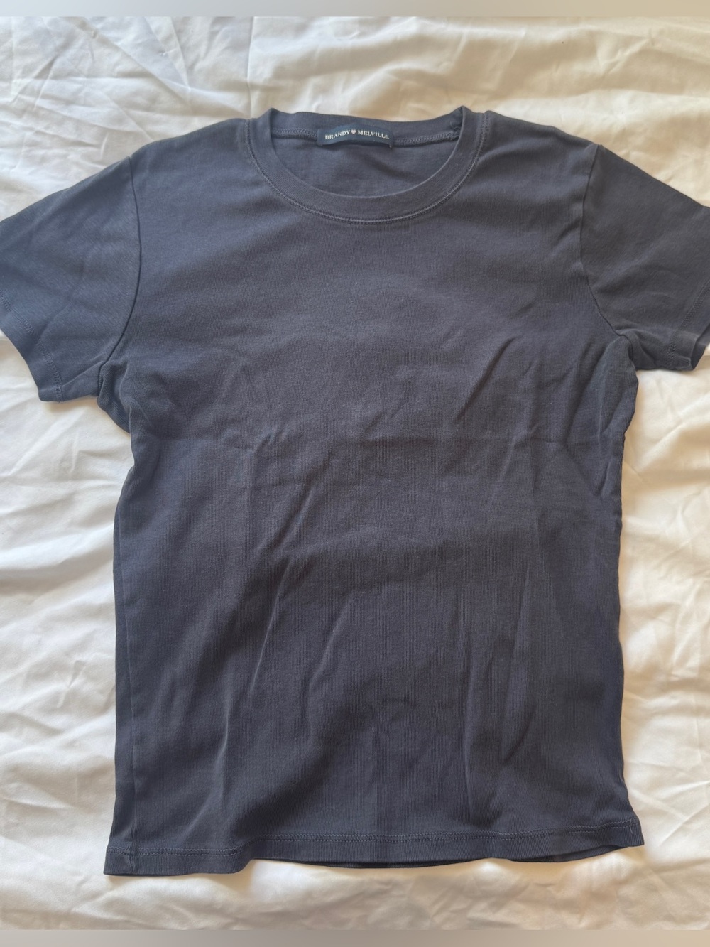 Brandy Melville Gray Crewneck Baby Tee Faded Basic 90s Y2K Minimalist